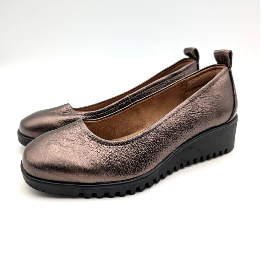 Comfortiva Dillon Wedge Pump Round Toe Women's Dark Pewter Size US7W EU37.5